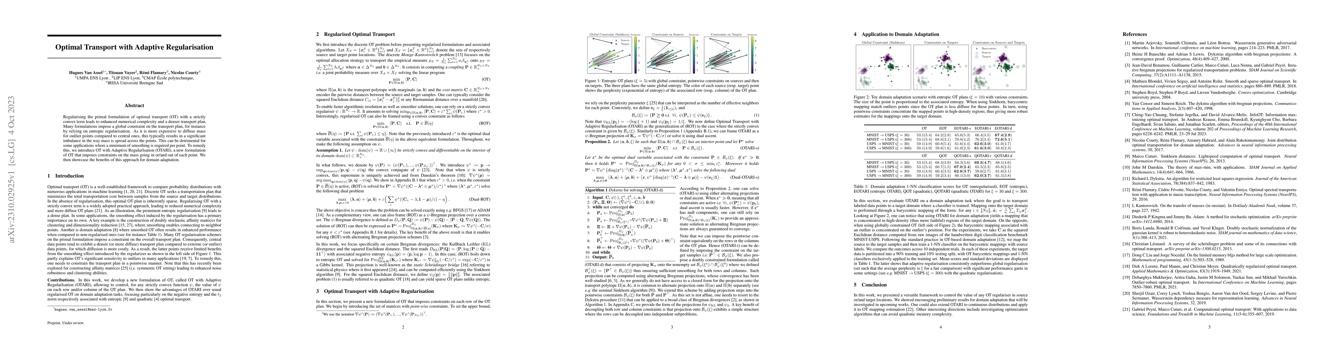 Thumbnail for Optimal Transport with Adaptive Regularisation