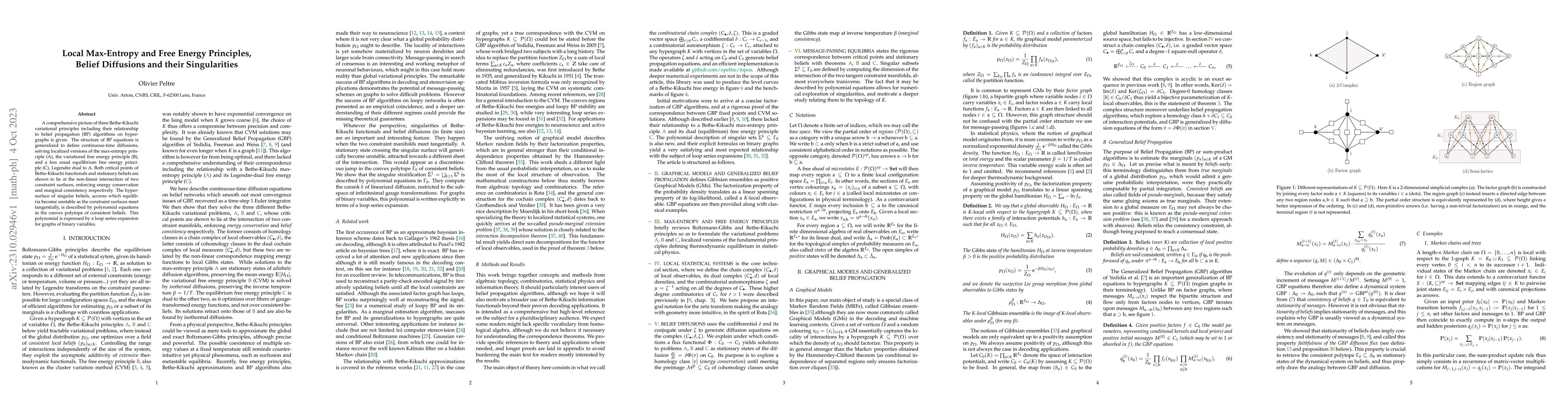 Thumbnail for Local Max-Entropy and Free Energy Principles, Belief Diffusions and
  their Singularities
