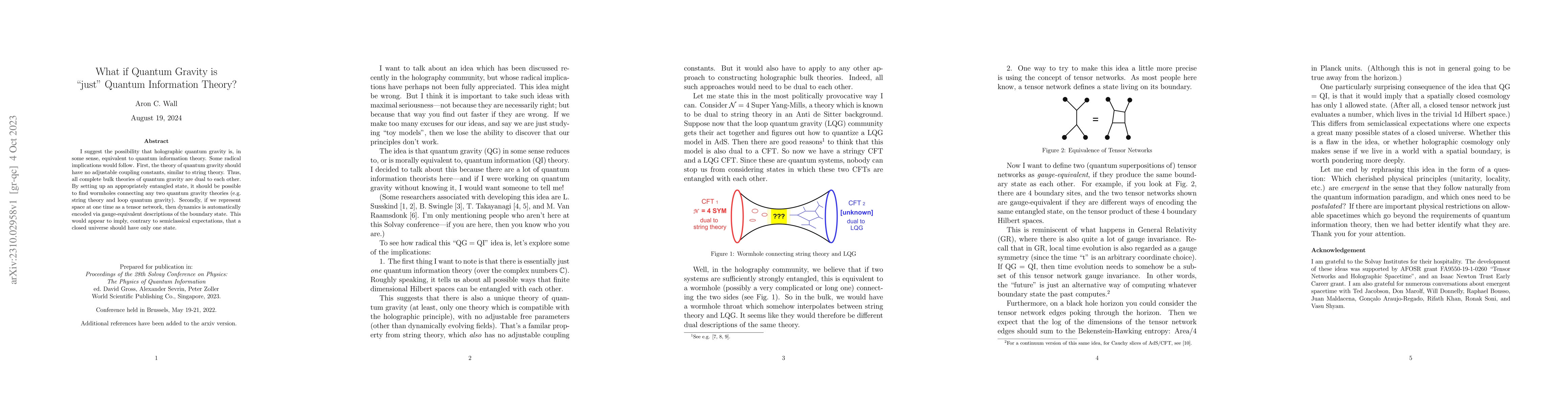 Thumbnail for What if Quantum Gravity is "just'' Quantum Information Theory?