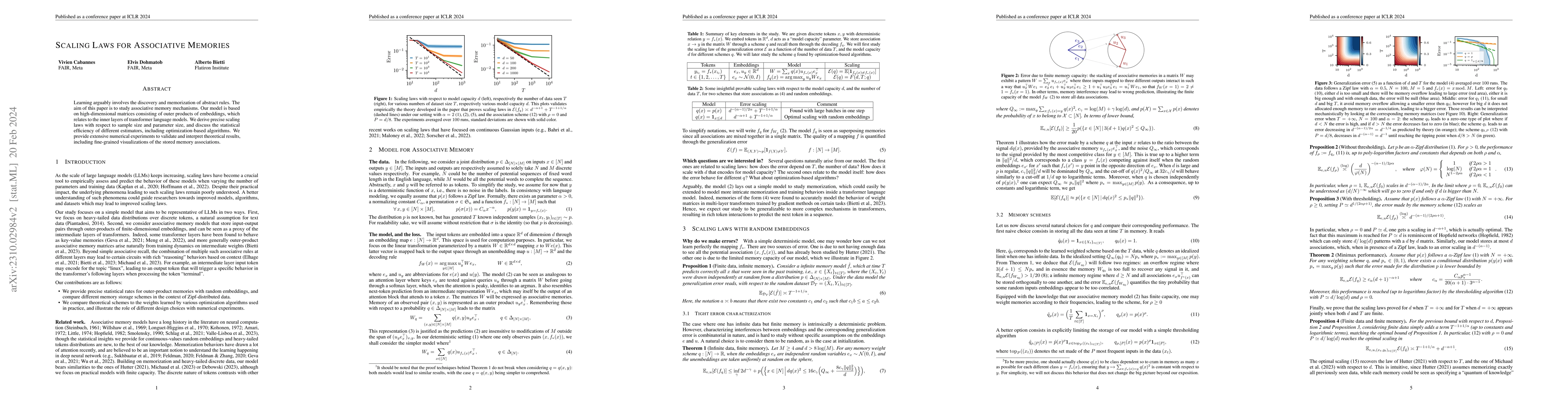 Thumbnail for Scaling Laws for Associative Memories