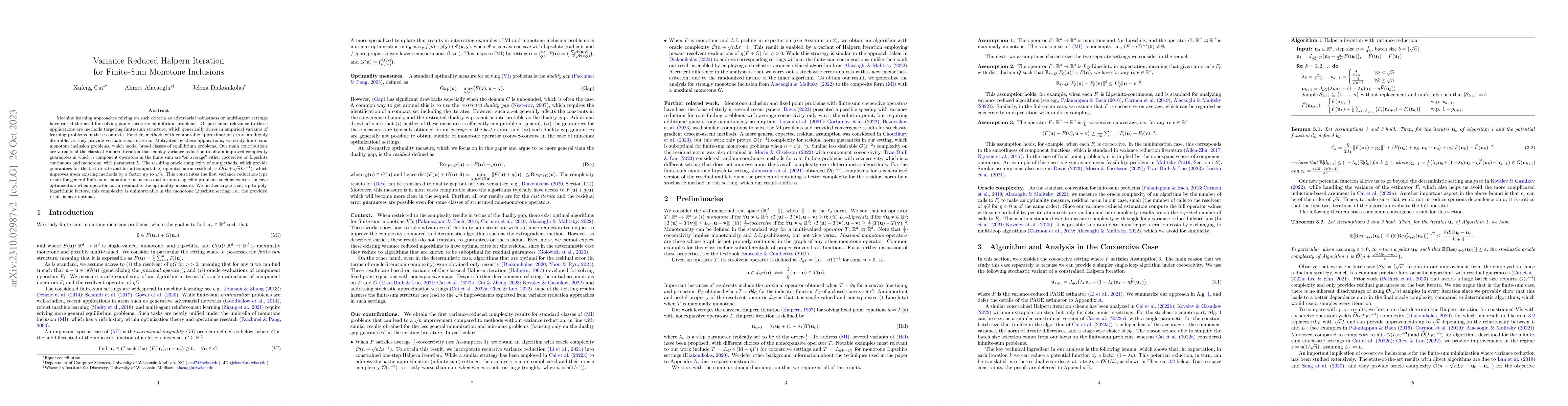Thumbnail for Variance Reduced Halpern Iteration for Finite-Sum Monotone Inclusions