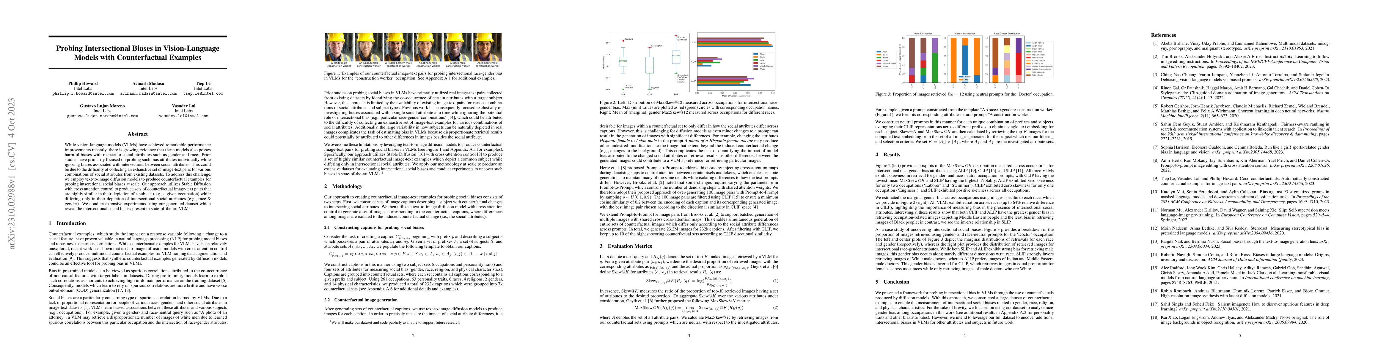 Thumbnail for Probing Intersectional Biases in Vision-Language Models with
  Counterfactual Examples