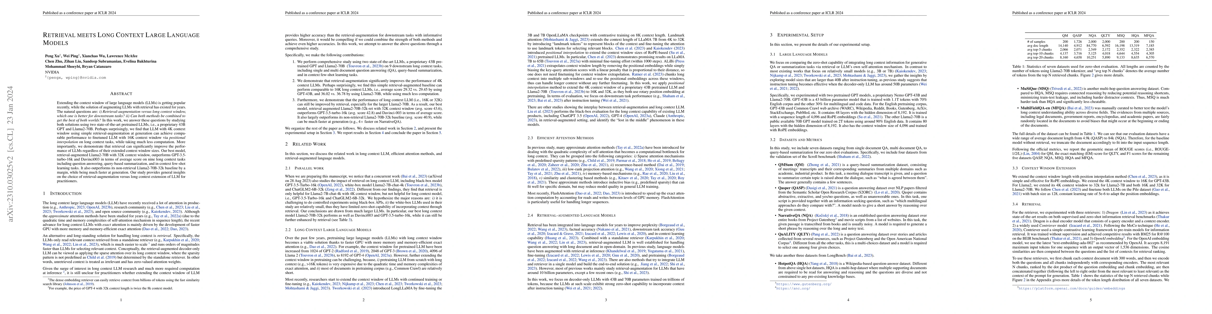 Thumbnail for Retrieval meets Long Context Large Language Models