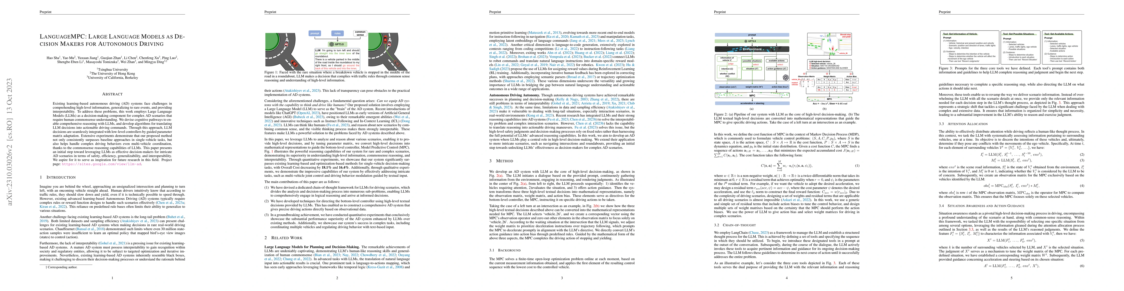 Thumbnail for LanguageMPC: Large Language Models as Decision Makers for Autonomous
  Driving