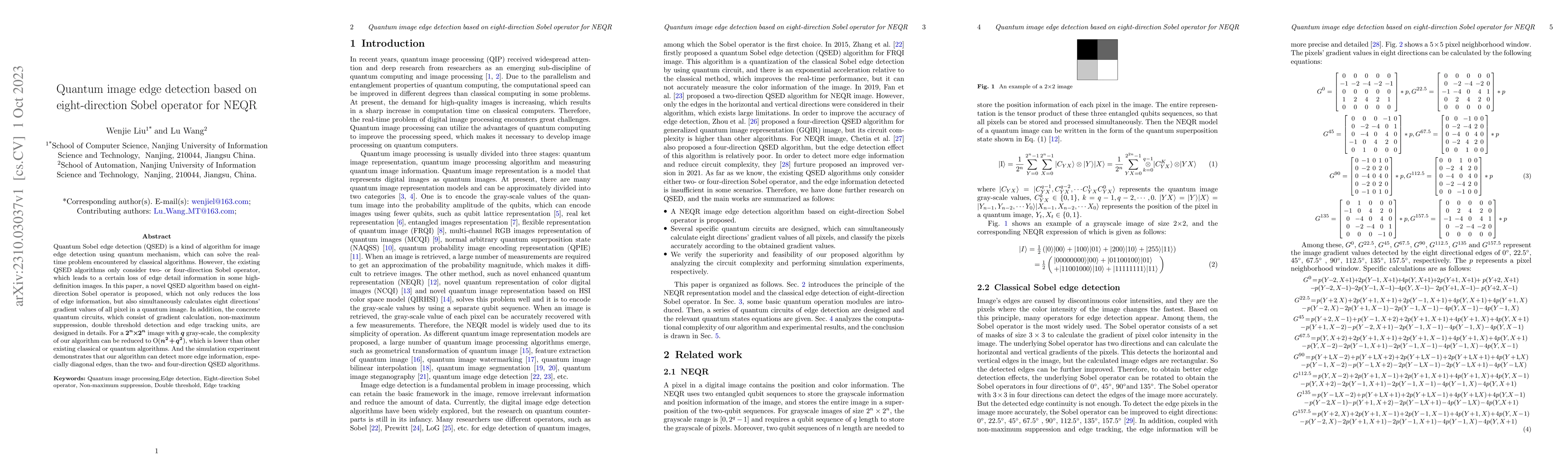 Thumbnail for Quantum image edge detection based on eight-direction Sobel operator for
  NEQR