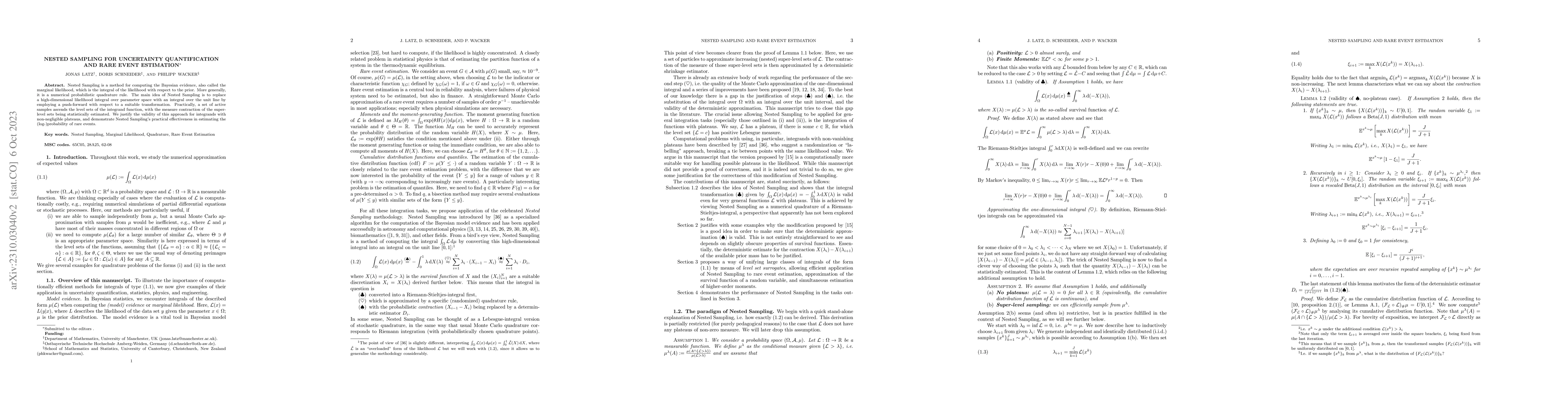 Thumbnail for Nested Sampling for Uncertainty Quantification and Rare Event Estimation