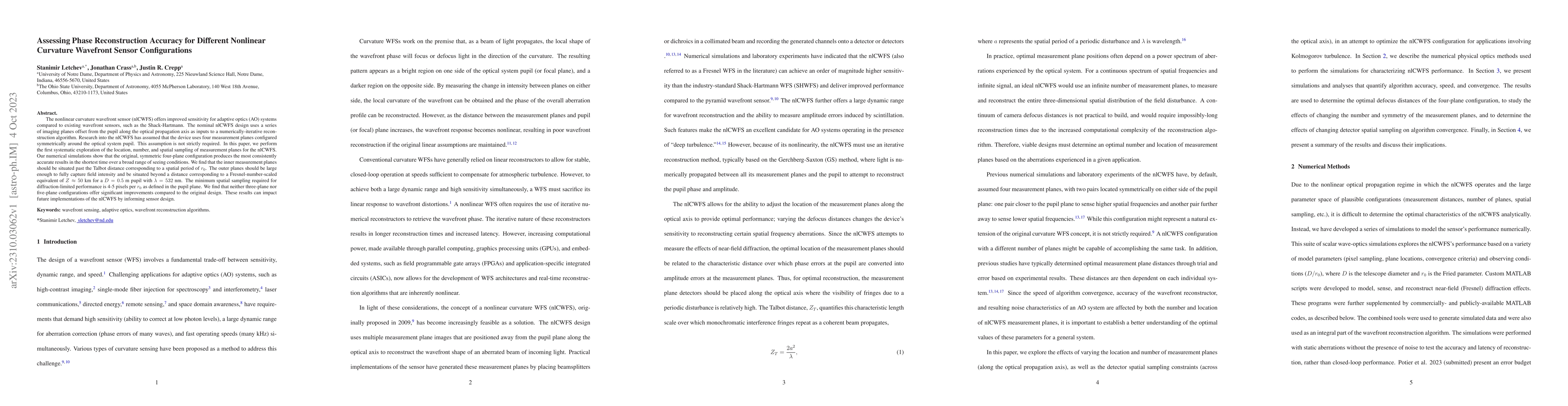 Thumbnail for Assessing Phase Reconstruction Accuracy for Different Nonlinear
  Curvature Wavefront Sensor Configurations