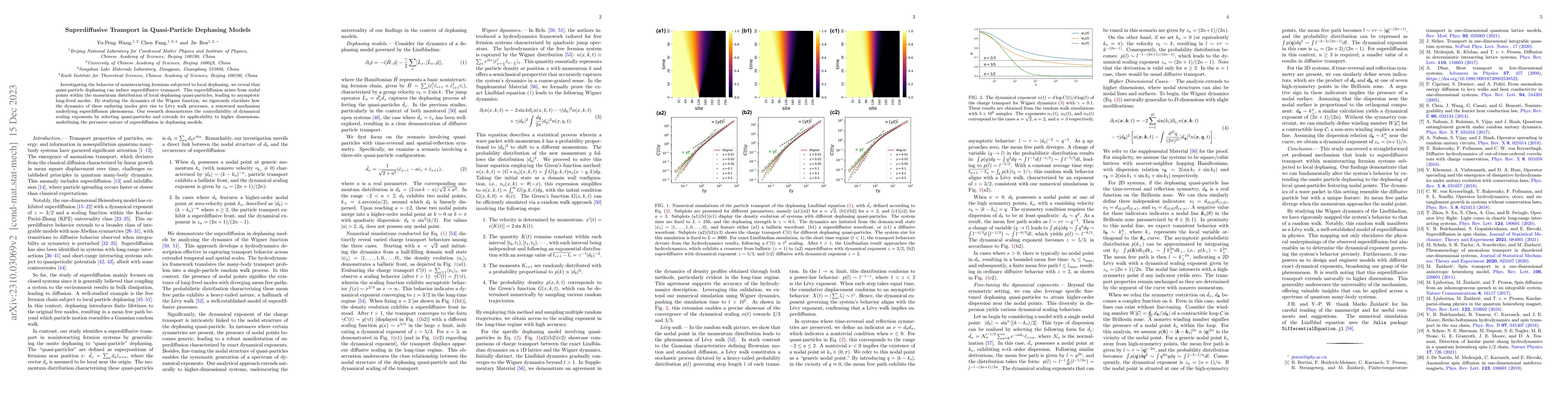Thumbnail for Superdiffusive Transport in Quasi-Particle Dephasing Models