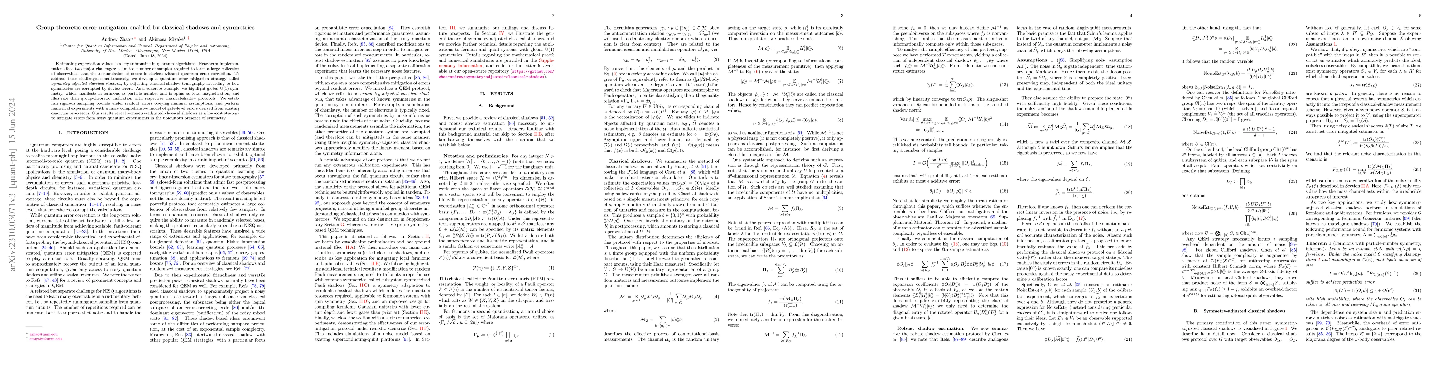 Thumbnail for Group-theoretic error mitigation enabled by classical shadows and
  symmetries