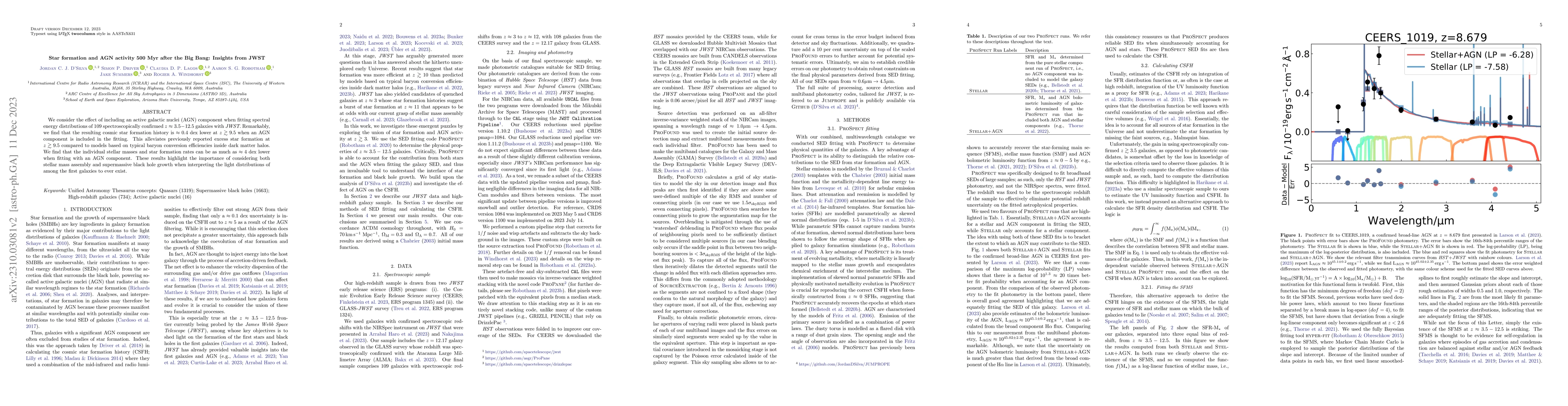 Thumbnail for Star formation and AGN activity 500 Myr after the Big Bang: Insights
  from JWST