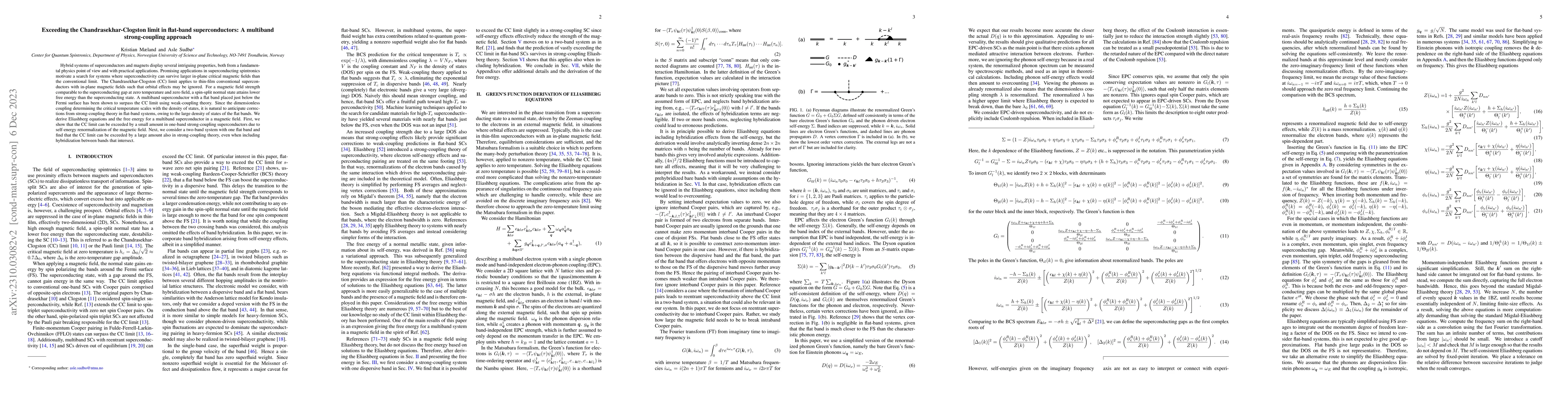 Thumbnail for Exceeding the Chandrasekhar-Clogston limit in flat-band superconductors:
  A multiband strong-coupling approach