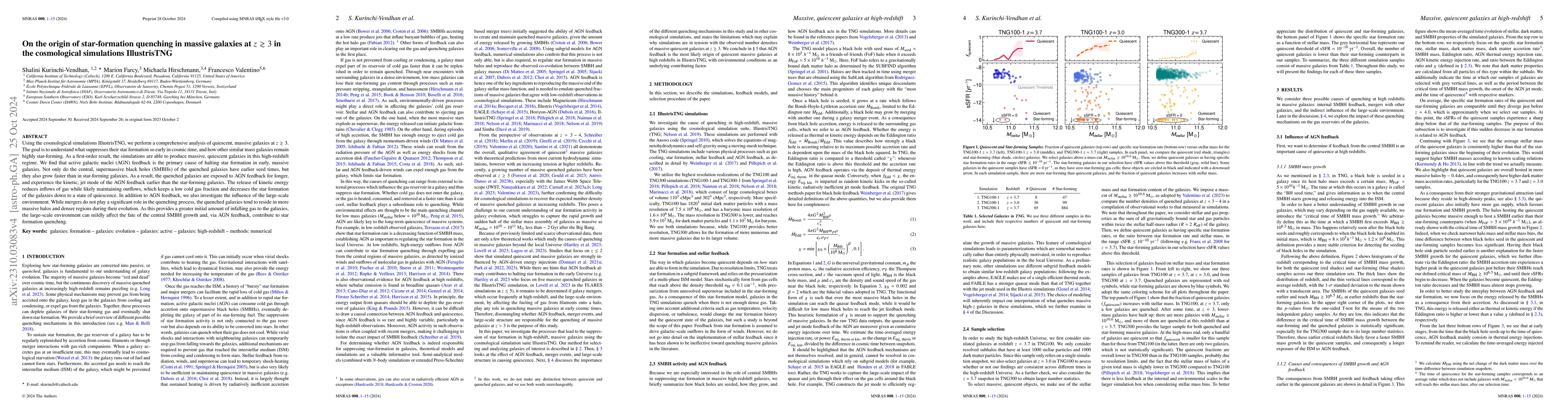 Thumbnail for On the origin of star-formation quenching in massive galaxies at $z
  \gtrsim 3$ in the cosmological simulations IllustrisTNG
