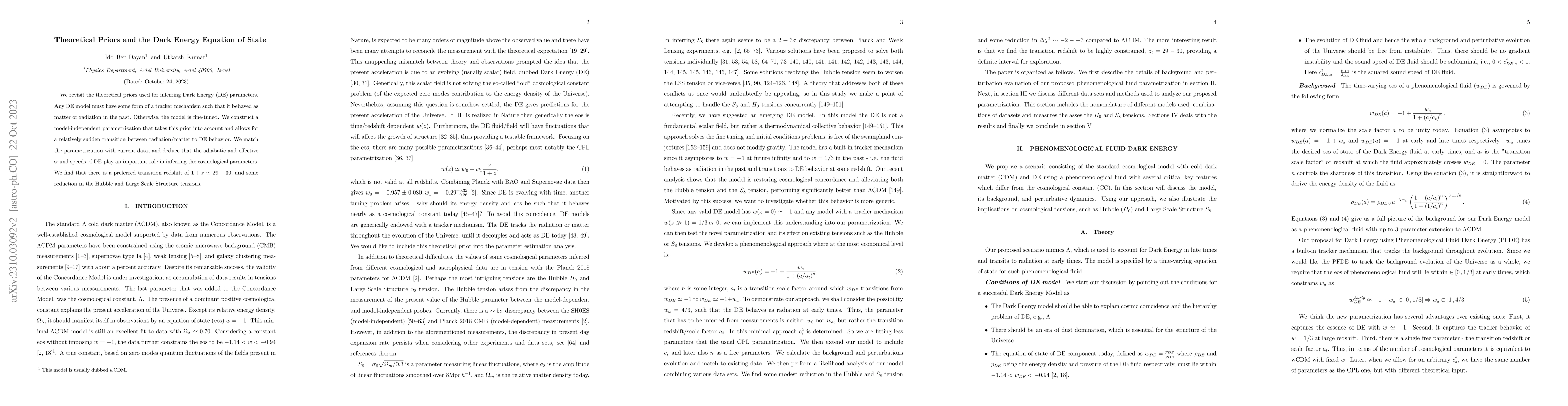 Thumbnail for Theoretical Priors and the Dark Energy Equation of State