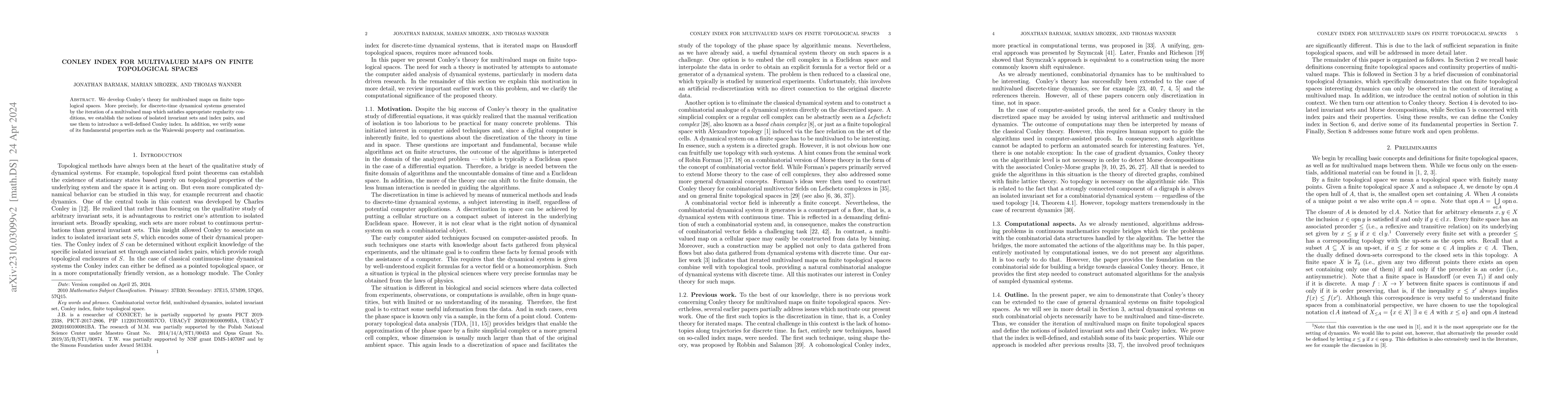 Thumbnail for Conley index for multivalued maps on finite topological spaces