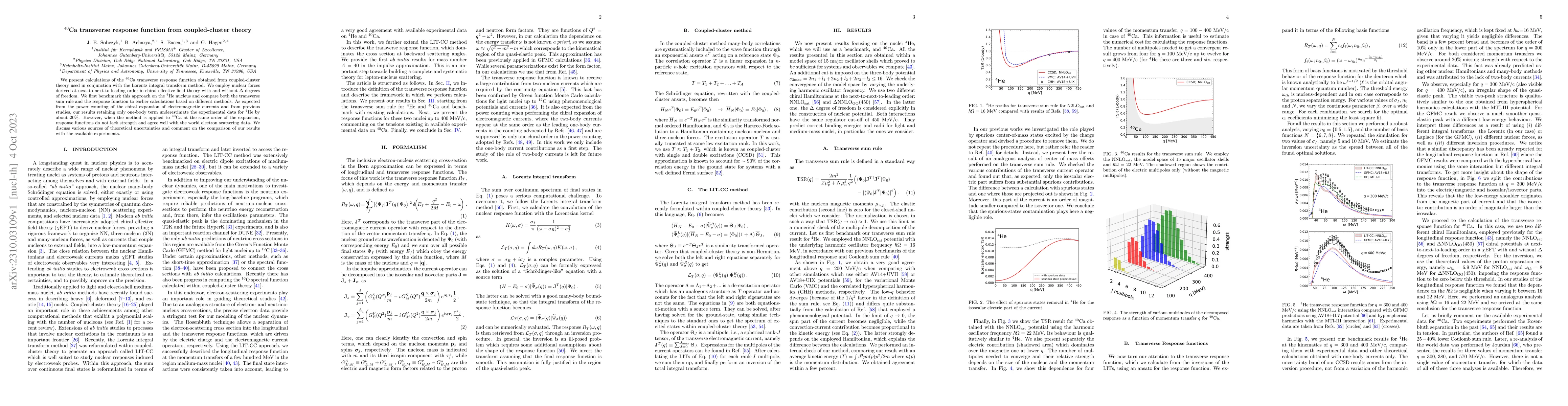 Thumbnail for $^{40}$Ca transverse response function from coupled-cluster theory