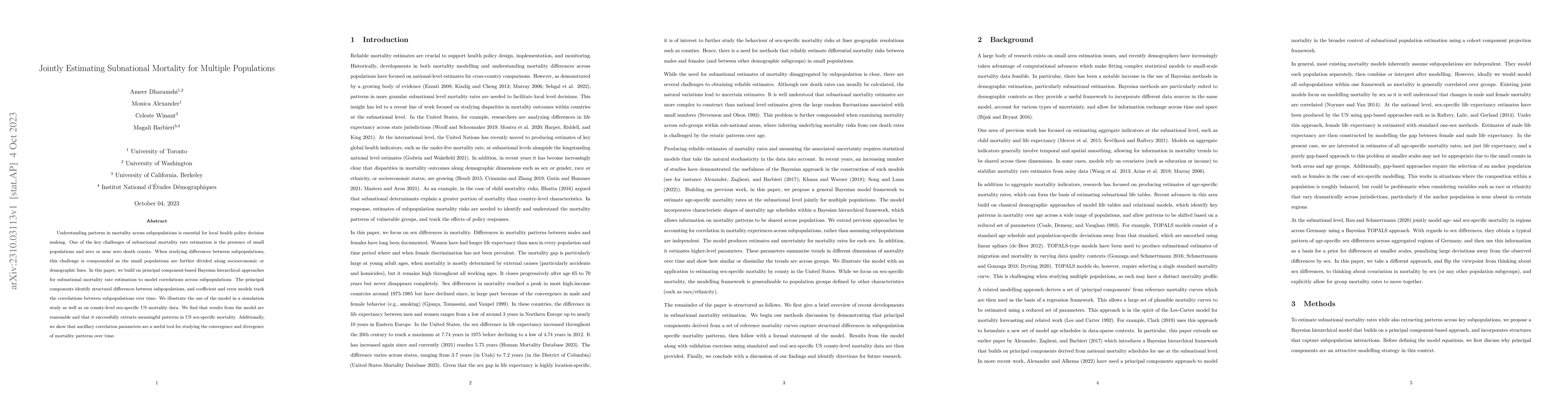 Thumbnail for Jointly Estimating Subnational Mortality for Multiple Populations