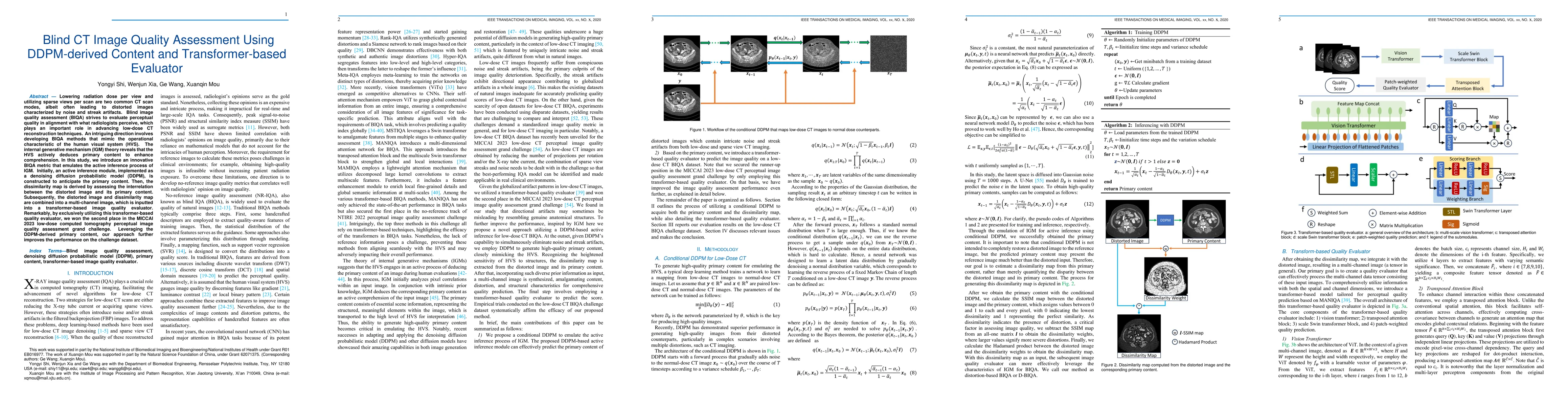 Thumbnail for Blind CT Image Quality Assessment Using DDPM-derived Content and
  Transformer-based Evaluator