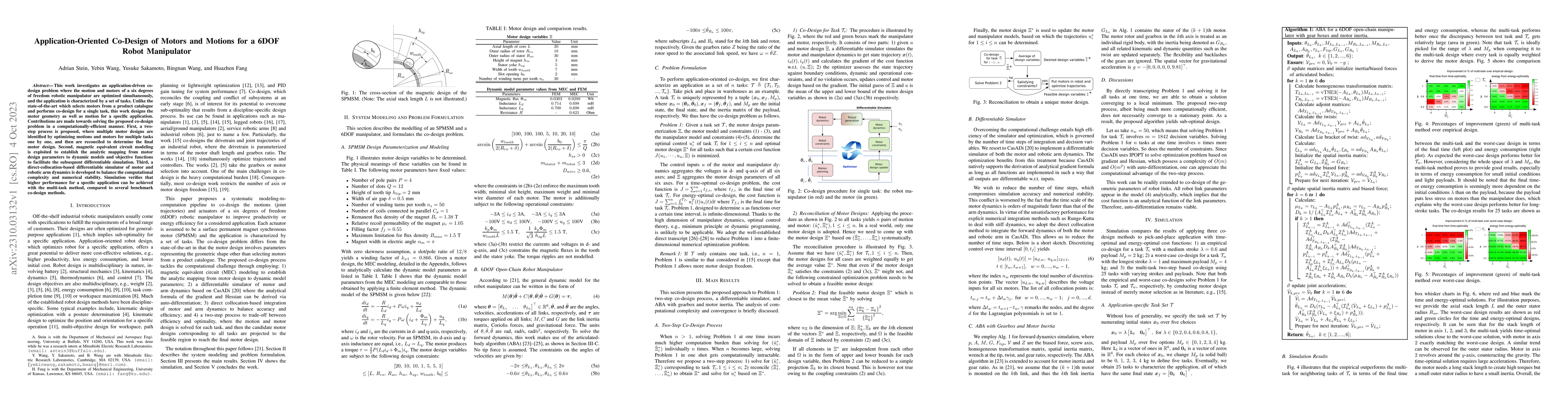 Thumbnail for Application-Oriented Co-Design of Motors and Motions for a 6DOF Robot
  Manipulator