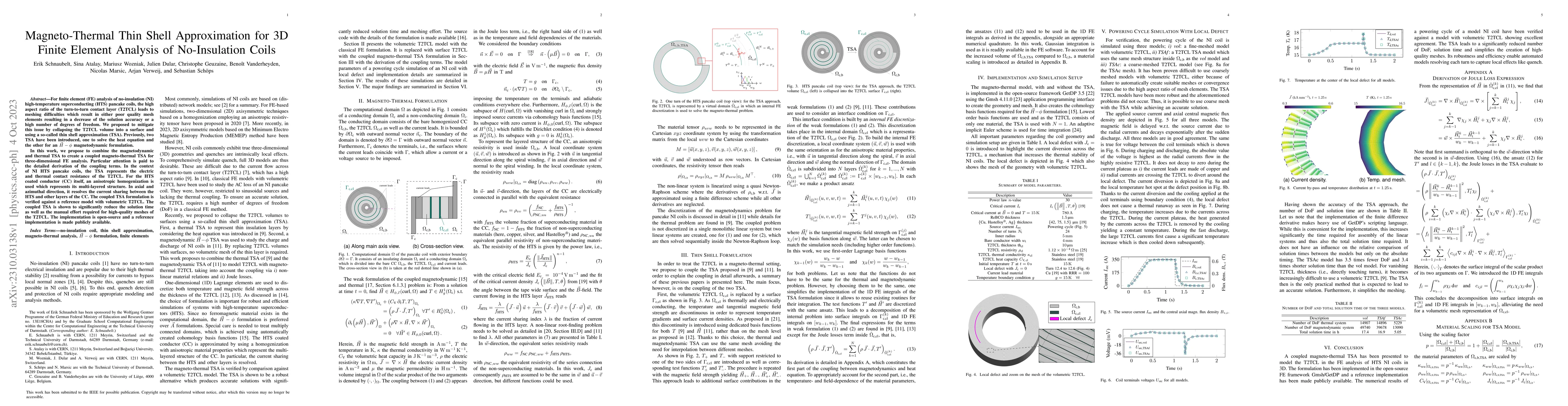 Thumbnail for Magneto-Thermal Thin Shell Approximation for 3D Finite Element Analysis
  of No-Insulation Coils