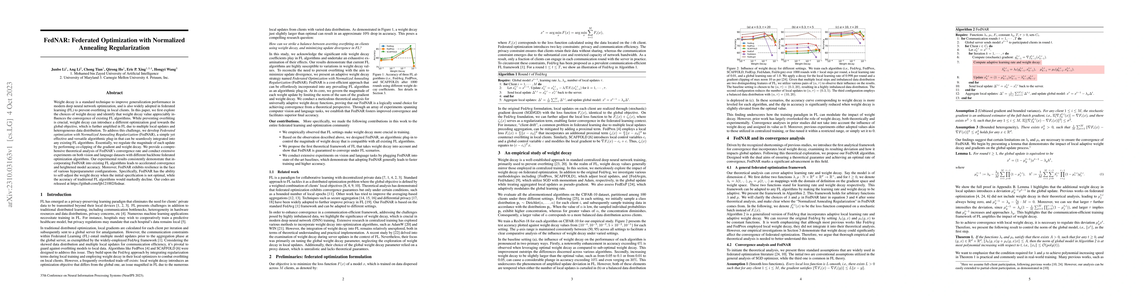 Thumbnail for FedNAR: Federated Optimization with Normalized Annealing Regularization