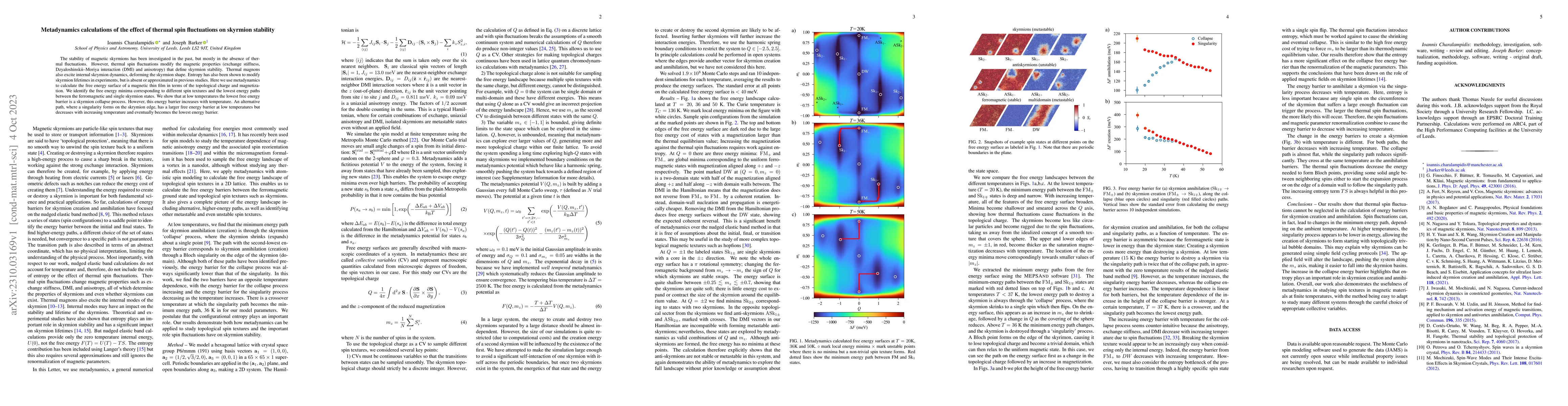 Thumbnail for Metadynamics calculations of the effect of thermal spin fluctuations on
  skyrmion stability
