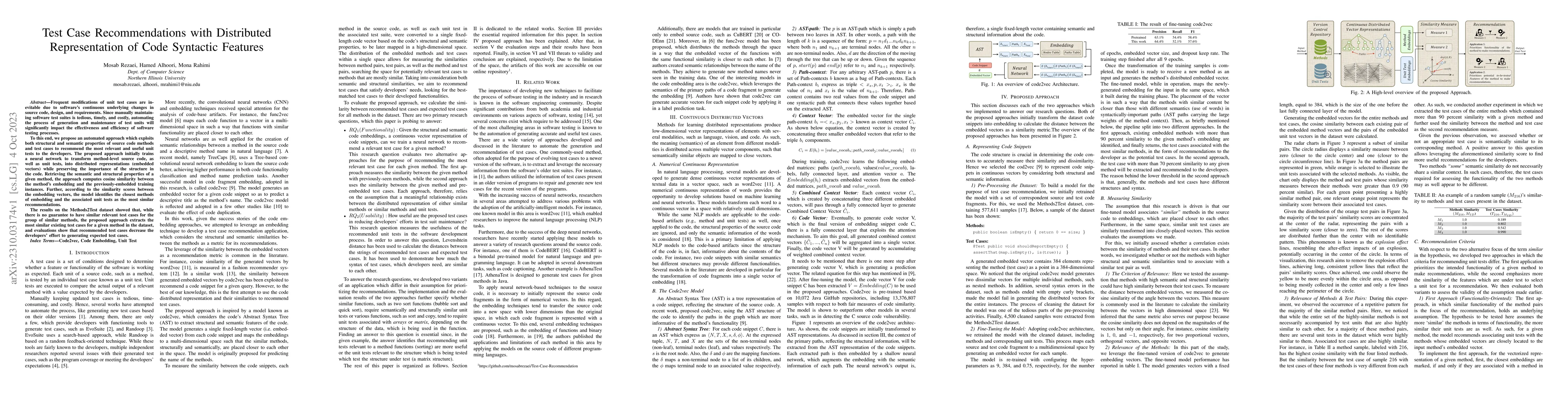 Thumbnail for Test Case Recommendations with Distributed Representation of Code
  Syntactic Features