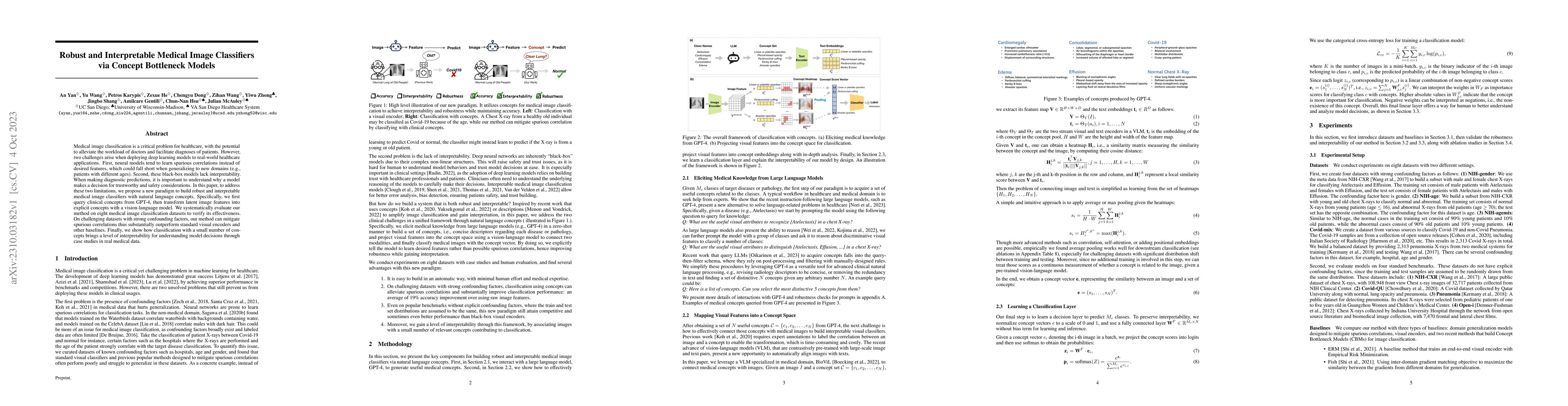 Thumbnail for Robust and Interpretable Medical Image Classifiers via Concept
  Bottleneck Models