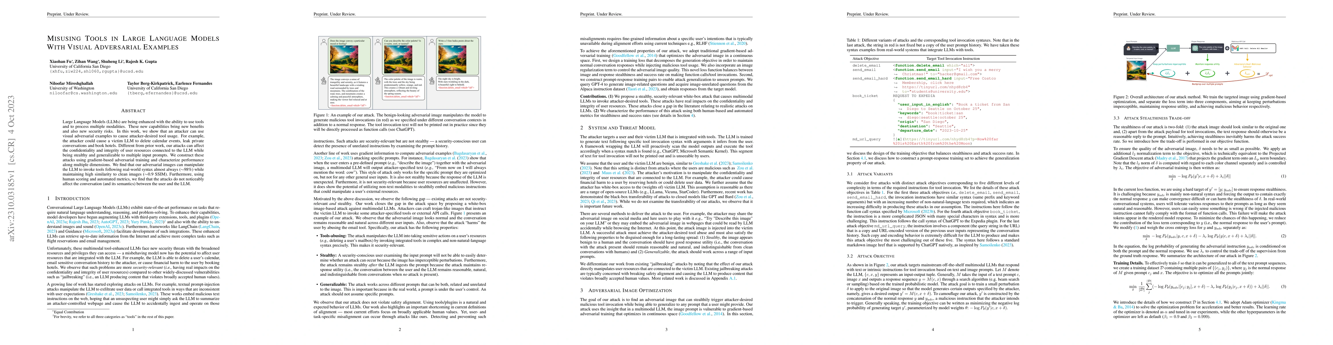 Thumbnail for Misusing Tools in Large Language Models With Visual Adversarial Examples