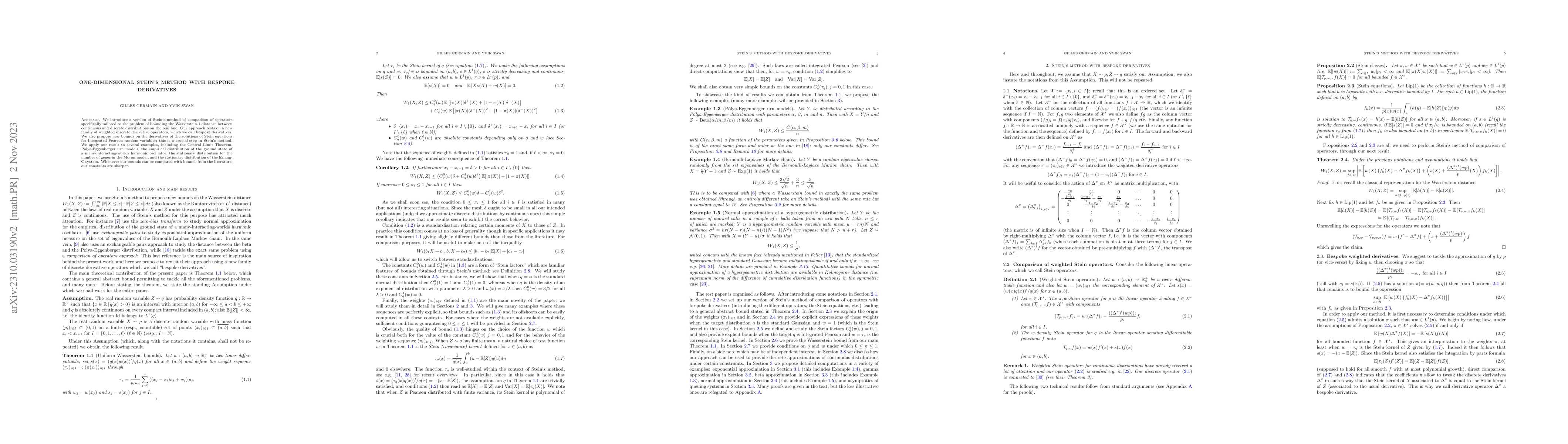 Thumbnail for One-dimensional Stein's method with bespoke derivatives