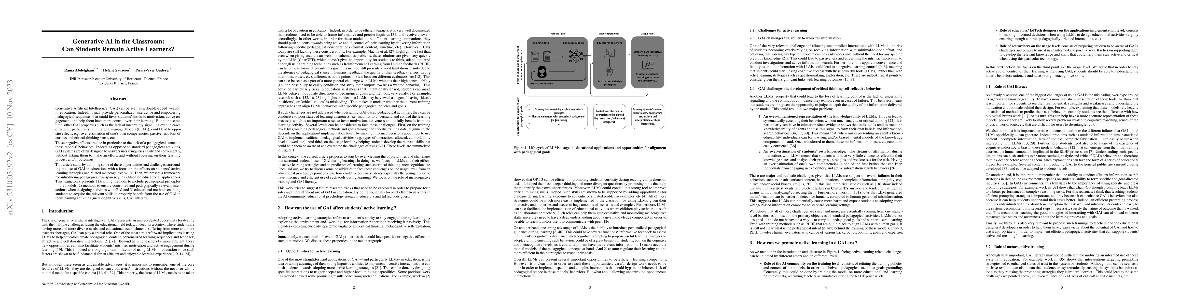 Thumbnail for Generative AI in the Classroom: Can Students Remain Active Learners?