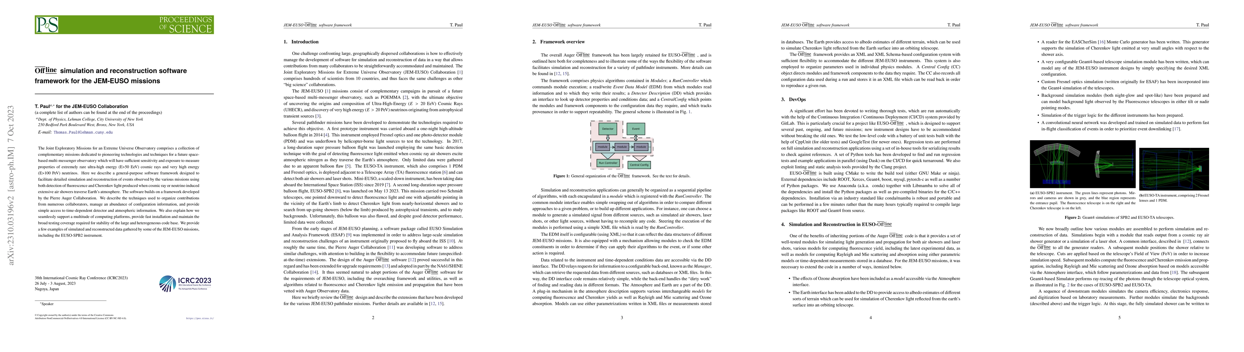 Thumbnail for OffLine simulation and reconstruction software framework for the
  JEM-EUSO missions