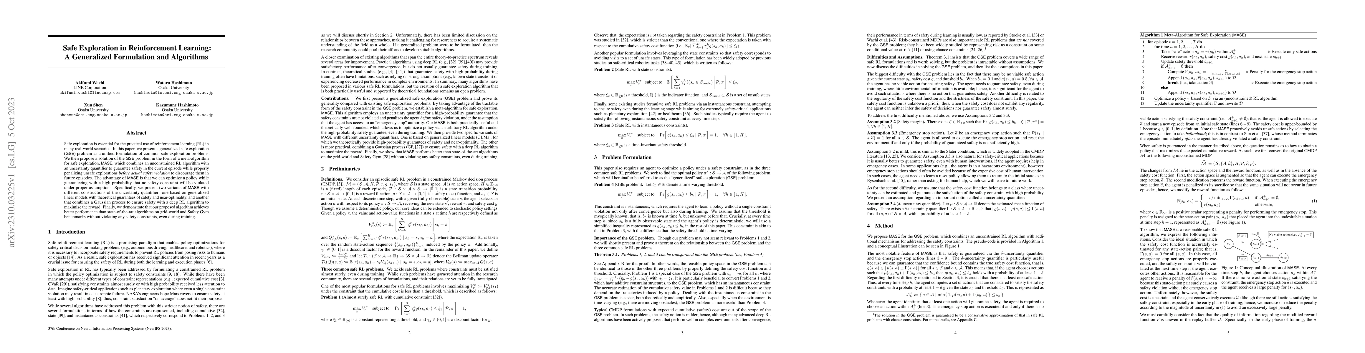 Thumbnail for Safe Exploration in Reinforcement Learning: A Generalized Formulation
  and Algorithms