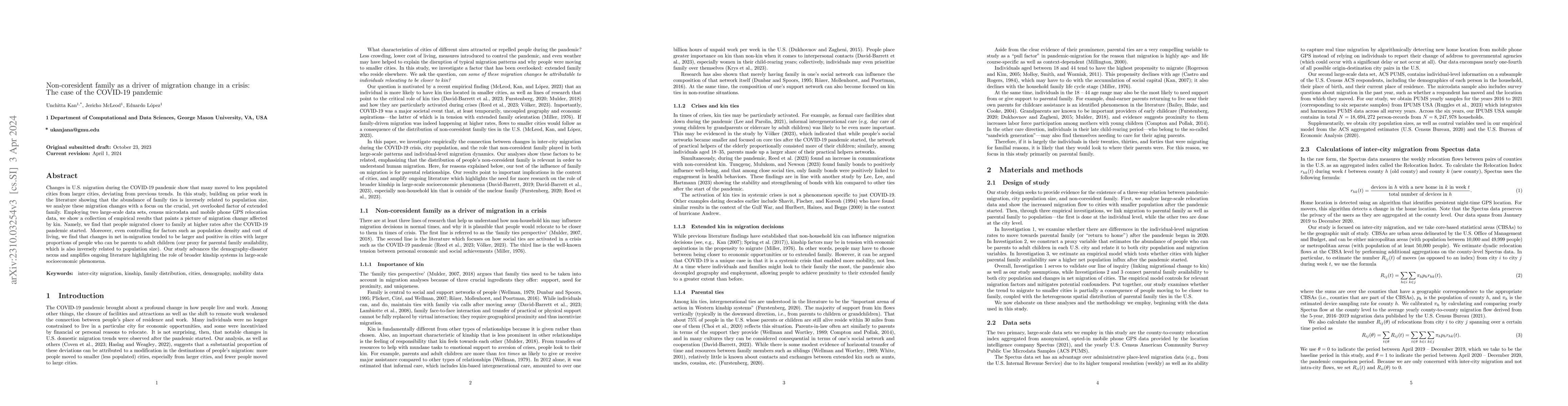 Thumbnail for Non-coresident family as a driver of migration change in a crisis: The
  case of the COVID-19 pandemic