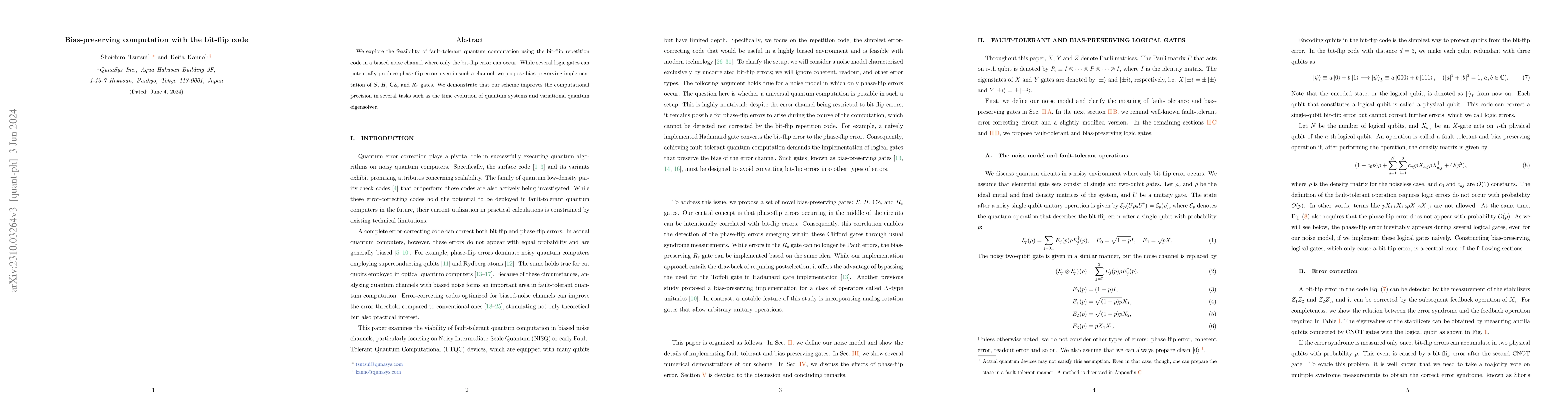 Thumbnail for Bias-preserving computation with the bit-flip code