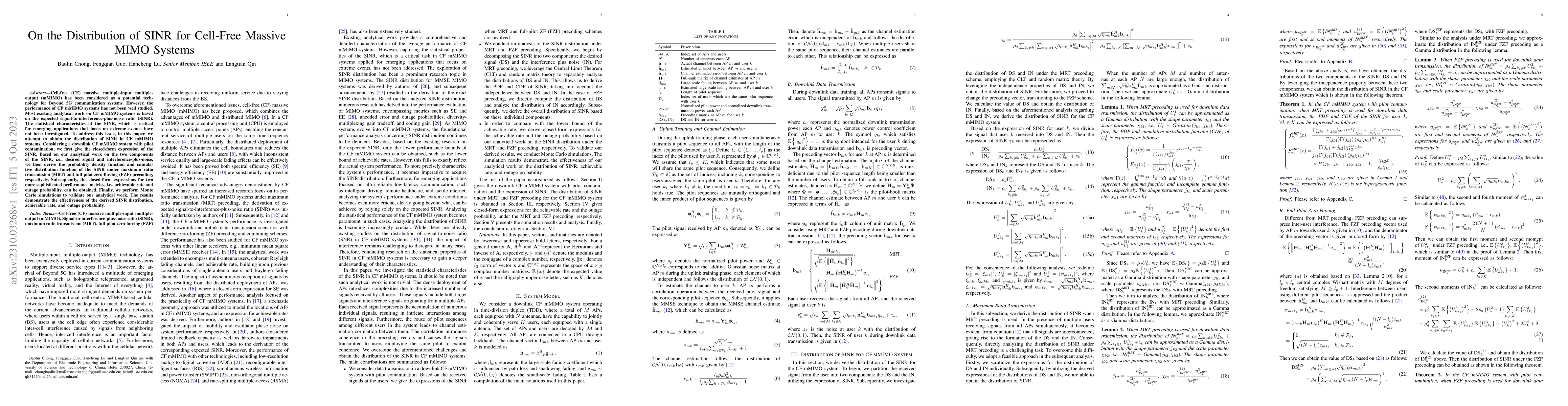 Thumbnail for On the Distribution of SINR for Cell-Free Massive MIMO Systems