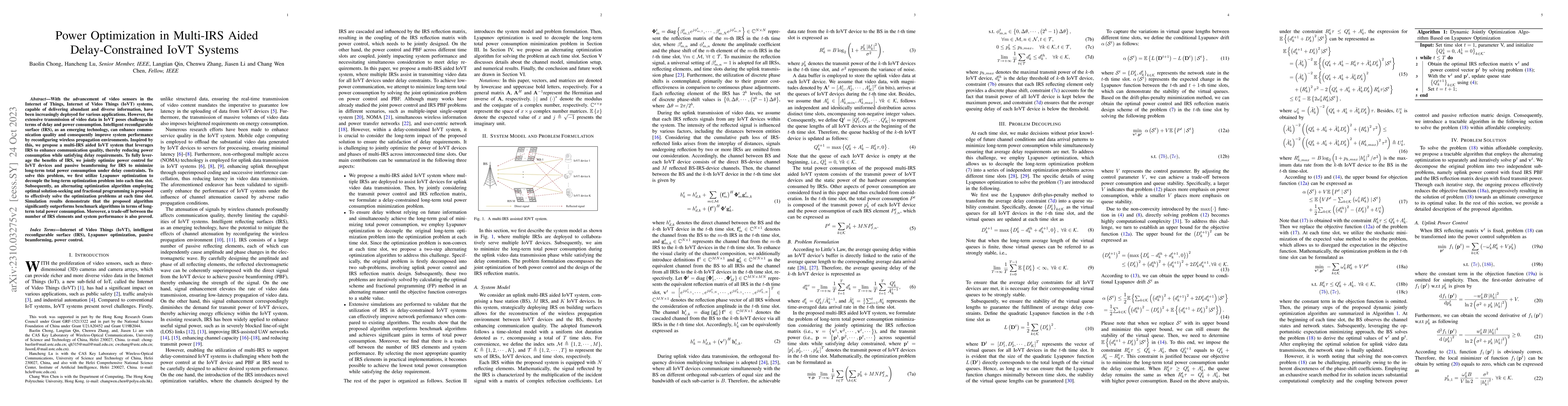 Thumbnail for Power Optimization in Multi-IRS Aided Delay-Constrained IoVT Systems