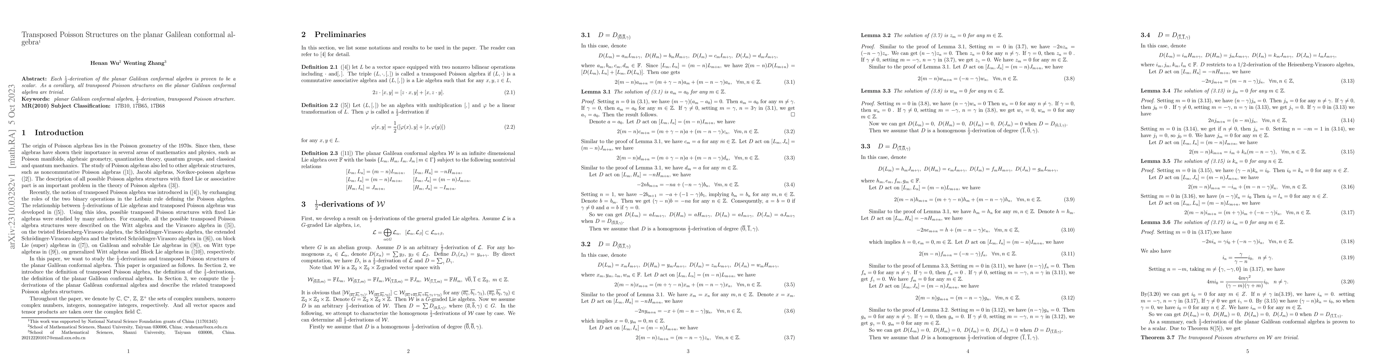 Thumbnail for Transposed Poisson Structures on the planar Galilean conformal algebra