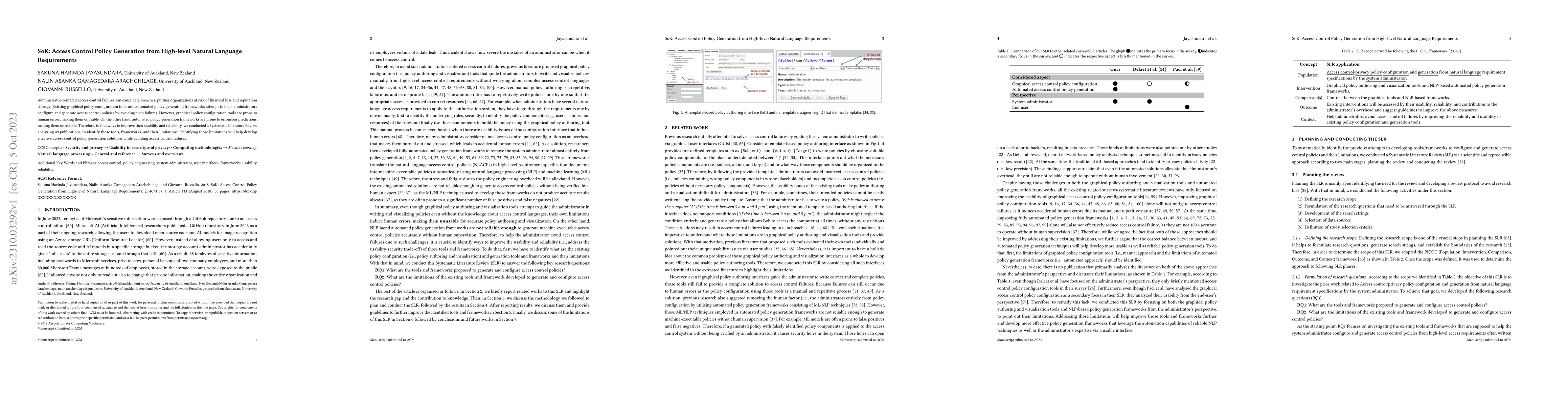 Thumbnail for SoK: Access Control Policy Generation from High-level Natural Language
  Requirements