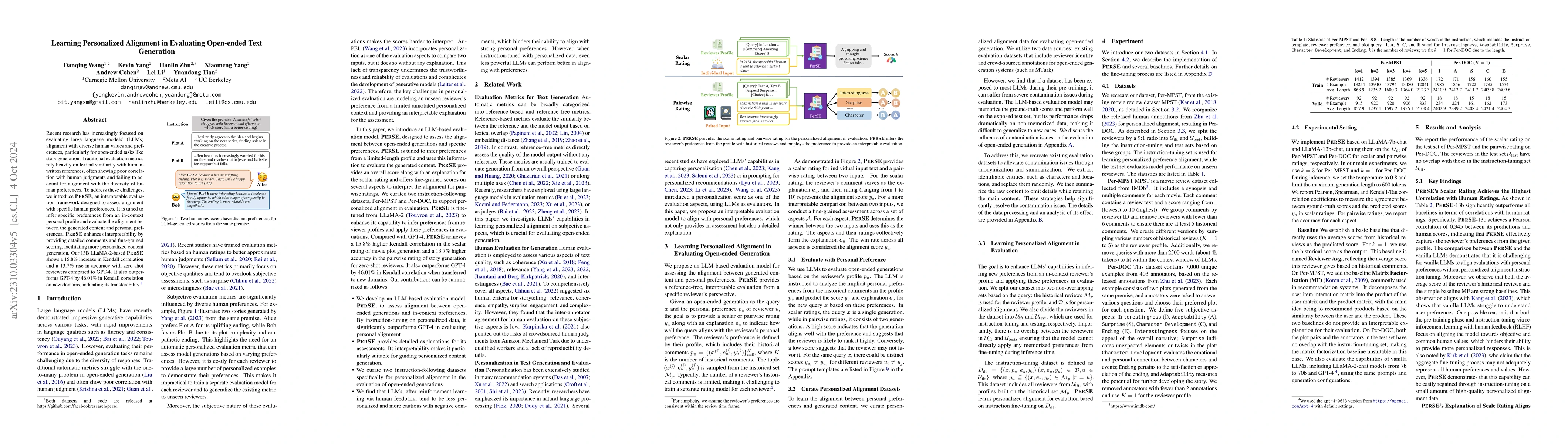 Thumbnail for Learning Personalized Alignment for Evaluating Open-ended Text
  Generation