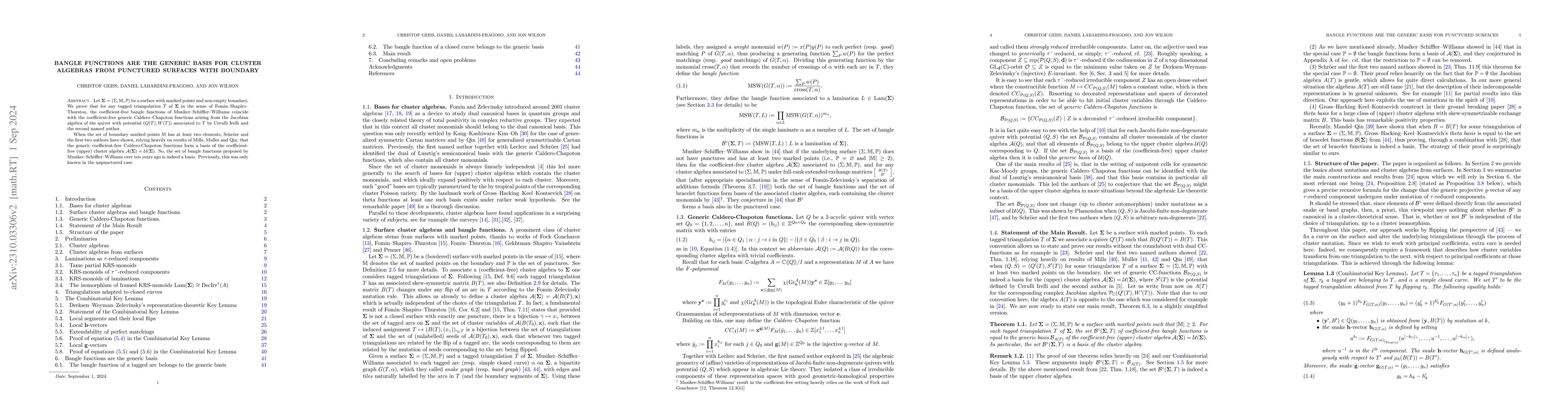 Thumbnail for Bangle functions are the generic basis for cluster algebras from
  punctured surfaces with boundary