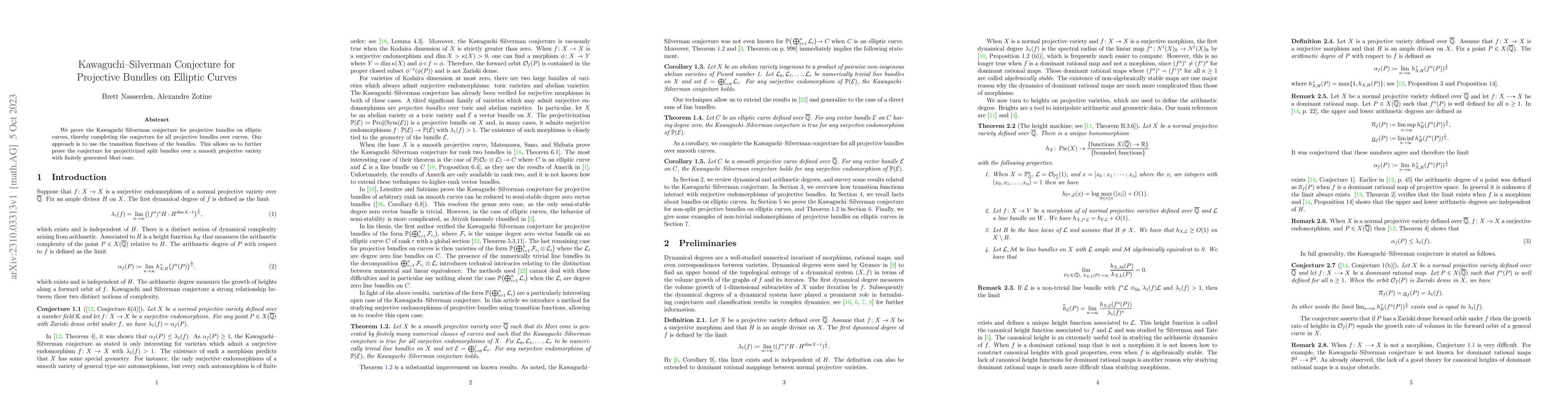 Thumbnail for Kawaguchi-Silverman Conjecture for Projective Bundles on Curves