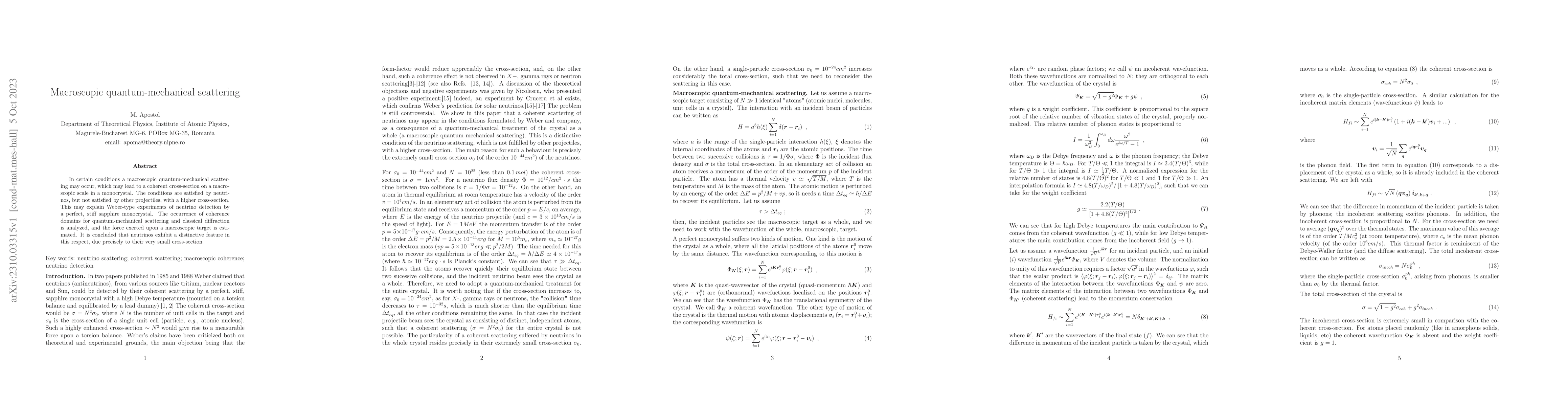 Thumbnail for Macroscopic quantum-mechanical scattering