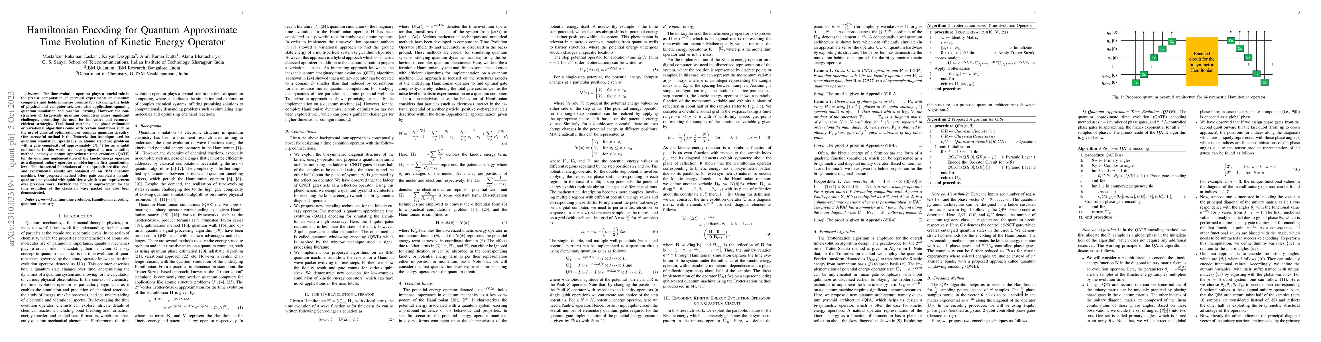 Thumbnail for Hamiltonian Encoding for Quantum Approximate Time Evolution of Kinetic
  Energy Operator
