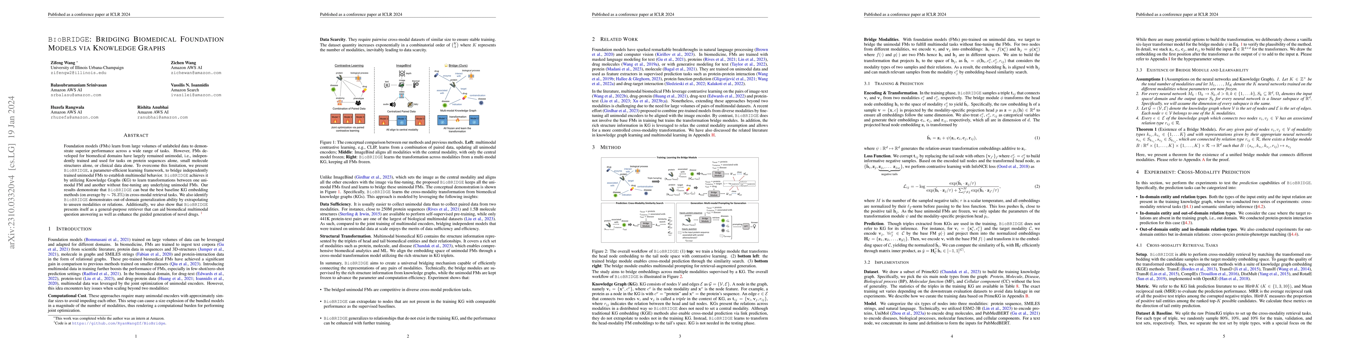 Thumbnail for BioBridge: Bridging Biomedical Foundation Models via Knowledge Graphs