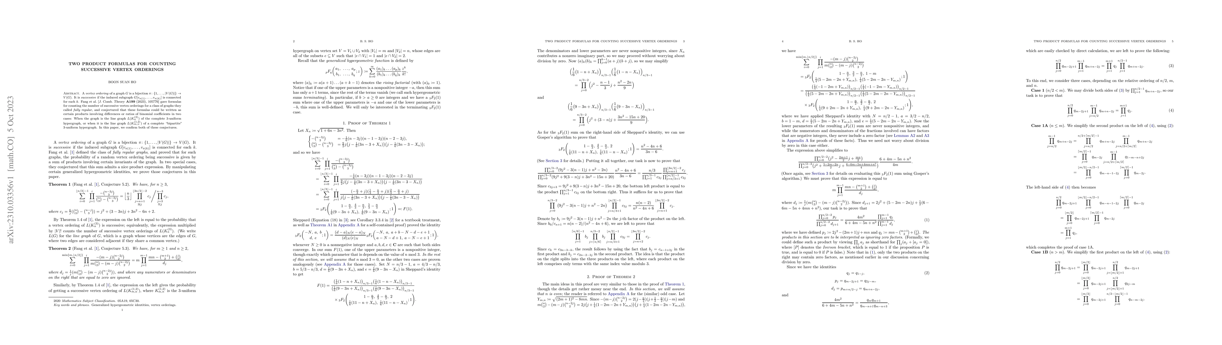 Thumbnail for Two product formulas for counting successive vertex orderings