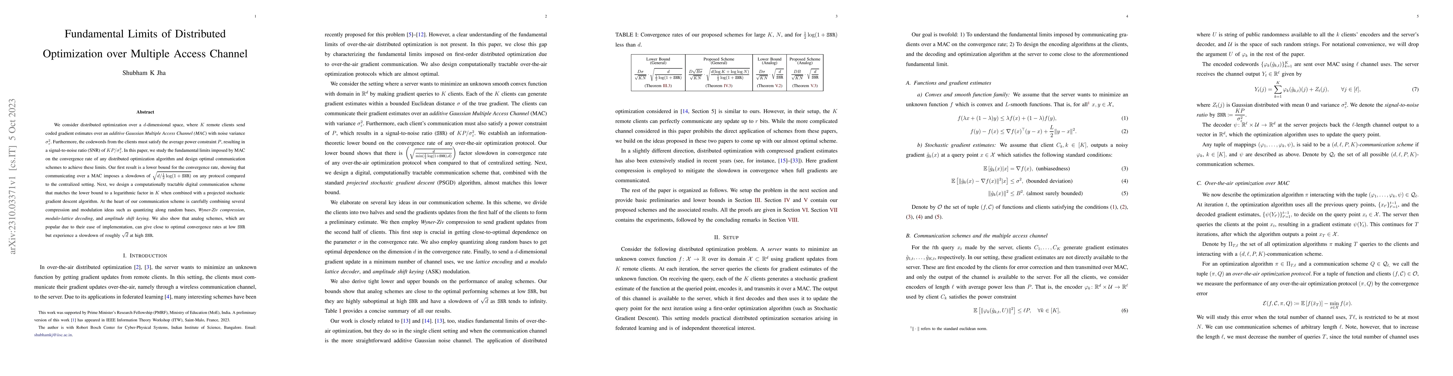 Thumbnail for Fundamental Limits of Distributed Optimization over Multiple Access
  Channel