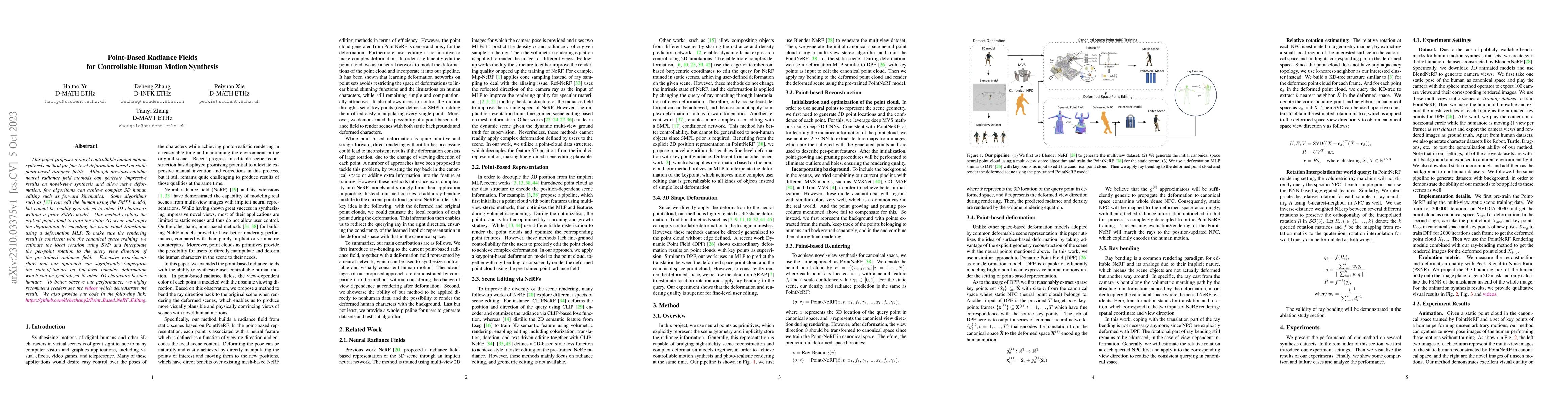 Thumbnail for Point-Based Radiance Fields for Controllable Human Motion Synthesis