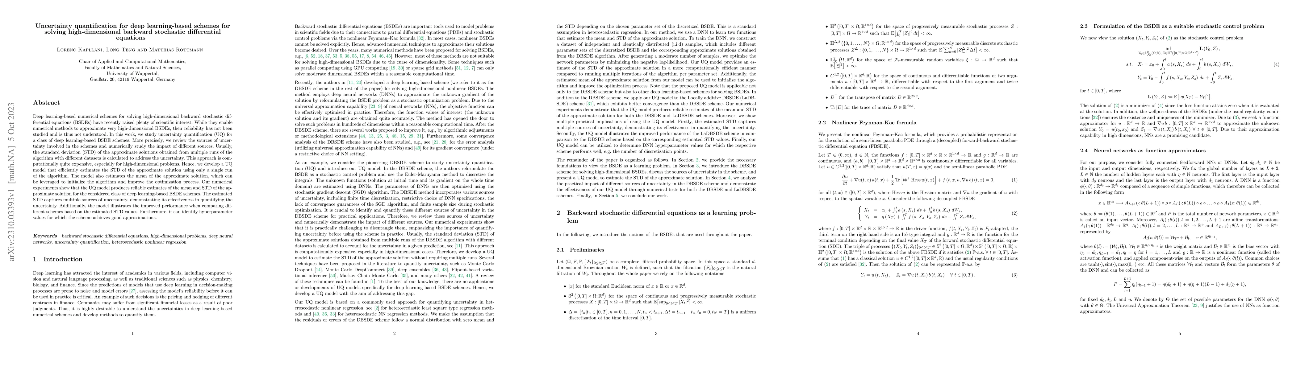 Thumbnail for Uncertainty quantification for deep learning-based schemes for solving
  high-dimensional backward stochastic differential equations