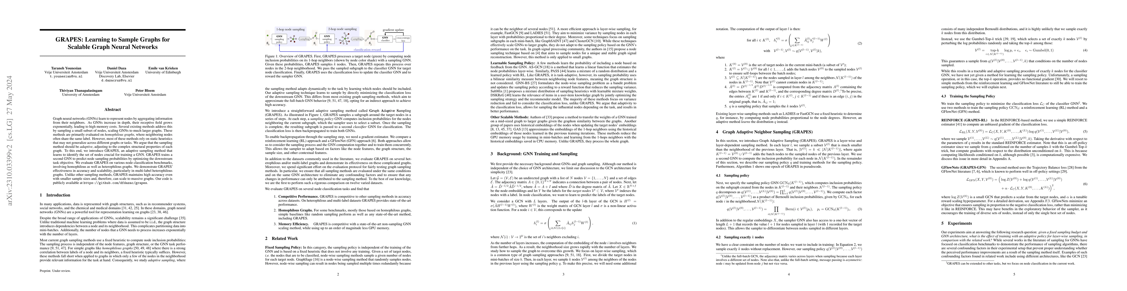 Thumbnail for GRAPES: Learning to Sample Graphs for Scalable Graph Neural Networks