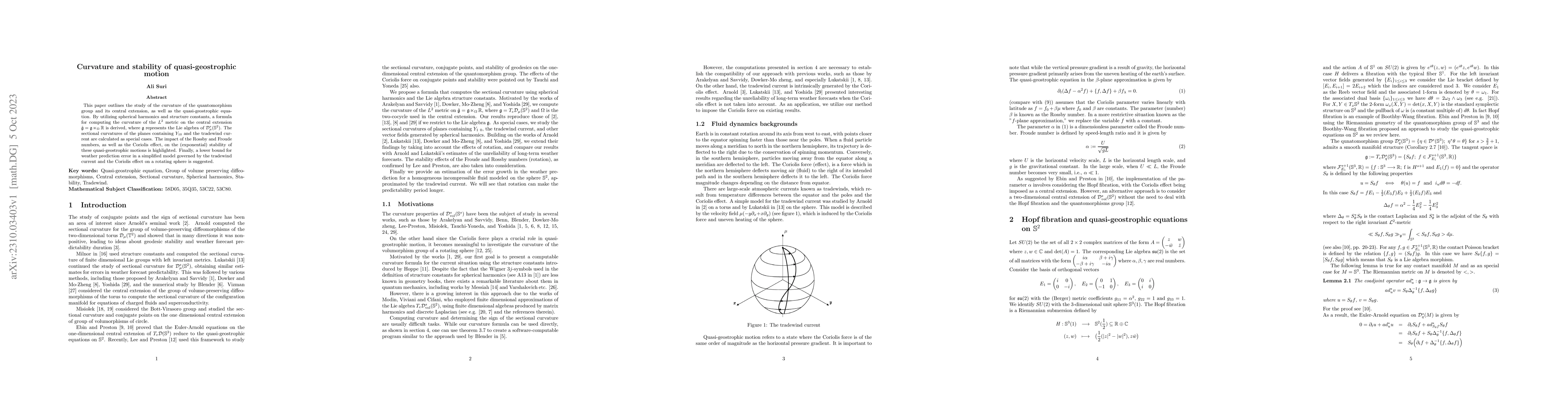 Thumbnail for Curvature and stability of quasi-geostrophic motion
